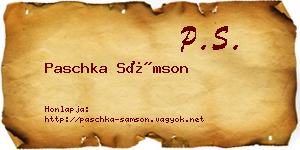 Paschka Sámson névjegykártya